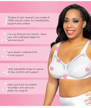 Women's Lace Plus Size Wire-Free Non-padded Soft Cup Comfort Cotton Bra  BCDEFGHI