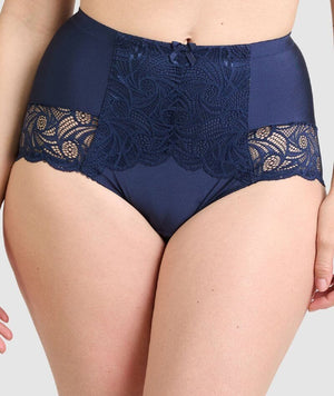 Sans Complexe Ariane Lace & Microfiber High Waist Brief - Marine Blue Knickers 