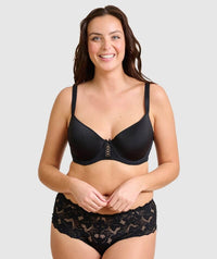 Sans Complexe Arum Mid-Rise Lace Brief - Black Knickers 