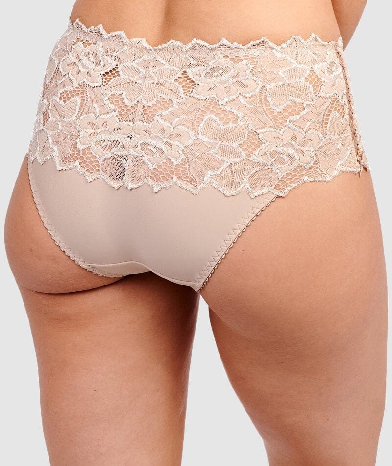 Womens Underwear Anti Side Leakage Cotton Mid Waist Lace High-Rise Underwear  Clear L 