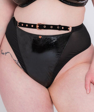 Scantilly Buckle Up High Waist Thong - Black Knickers 