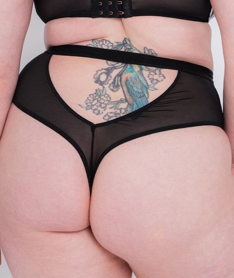 Scantilly Buckle Up High Waist Thong - Black Knickers 