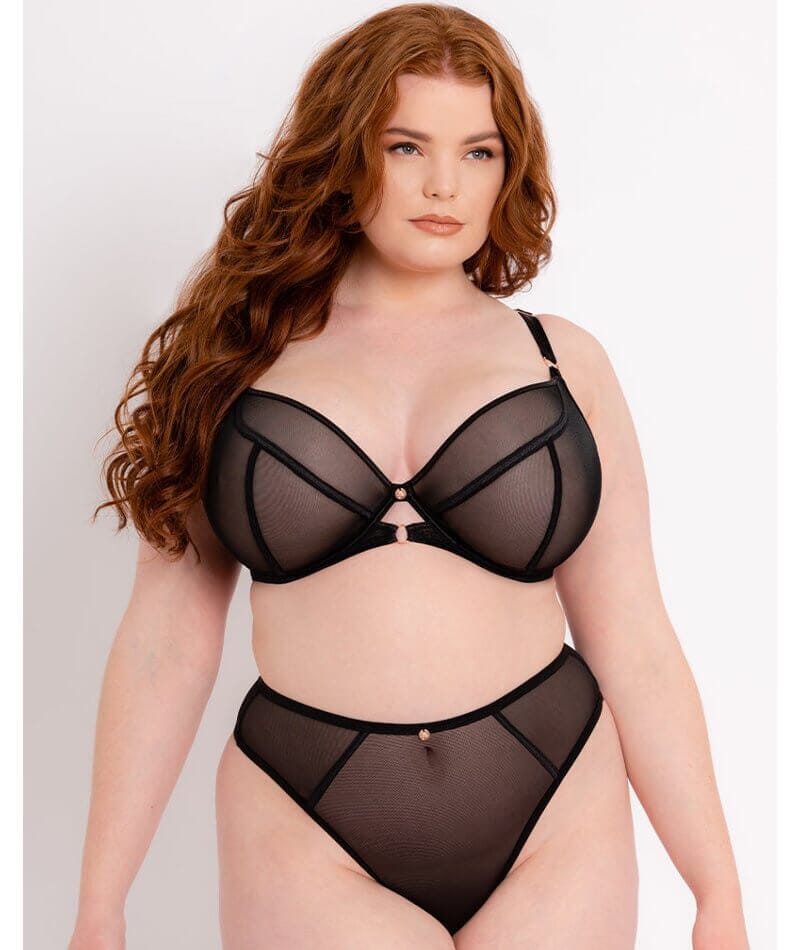 Scantilly Exposed High Waist Thong - Black - Curvy