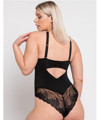 Scantilly Indulgence Stretch Lace Bodysuit - Black/Latte Bodysuits & Basques 