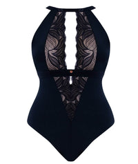 Scantilly Indulgence Stretch Lace Bodysuit - Black/Latte Bodysuits & Basques 