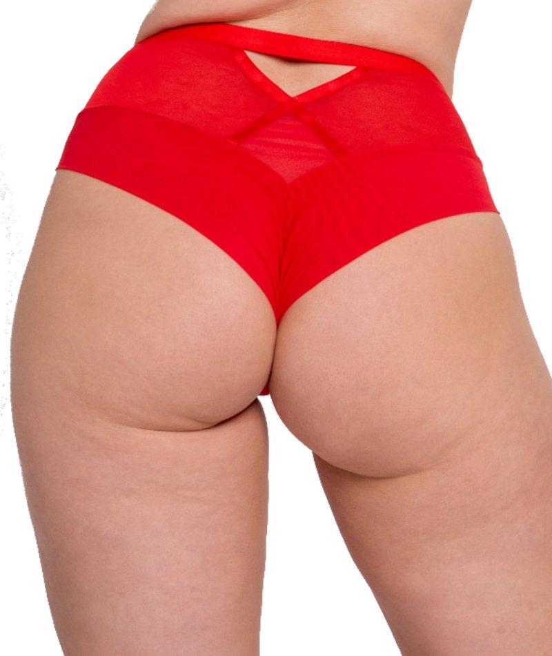 Scantilly Sheer Chic High Waist Brief - Flame Red Knickers 