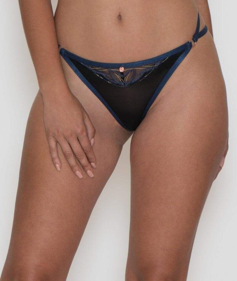 Scantilly Submission Thong - Black/Blue Knickers 