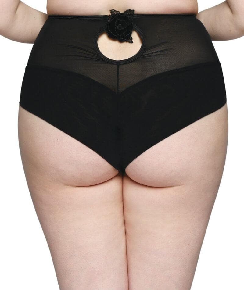 Scantilly Velvet Rose High Waist Brief - Black/Silver Knickers 