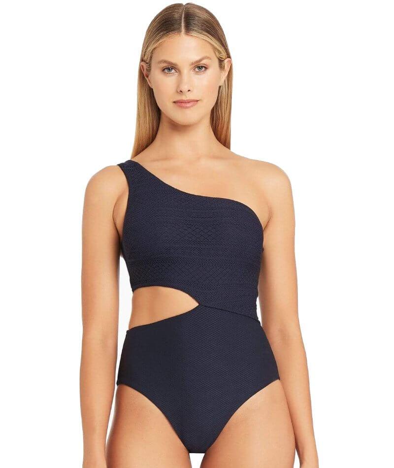 Sea Level Amazing Lace One Shoulder One Piece Swimsuit - Night Sky Swim 