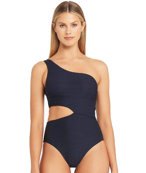 Sea Level Amazing Lace One Shoulder One Piece Swimsuit - Night Sky Swim 