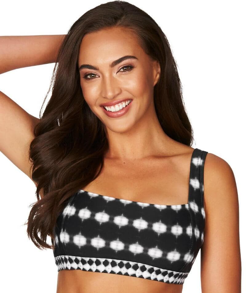 Sea Level Bandhani Square Neck B-D Cup Bikini Top - Black Swim 