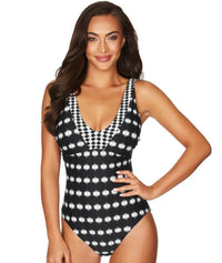 Sea Level Bandhani Tank Style D-DD Cup One Piece Swimsuit - Black Swim 