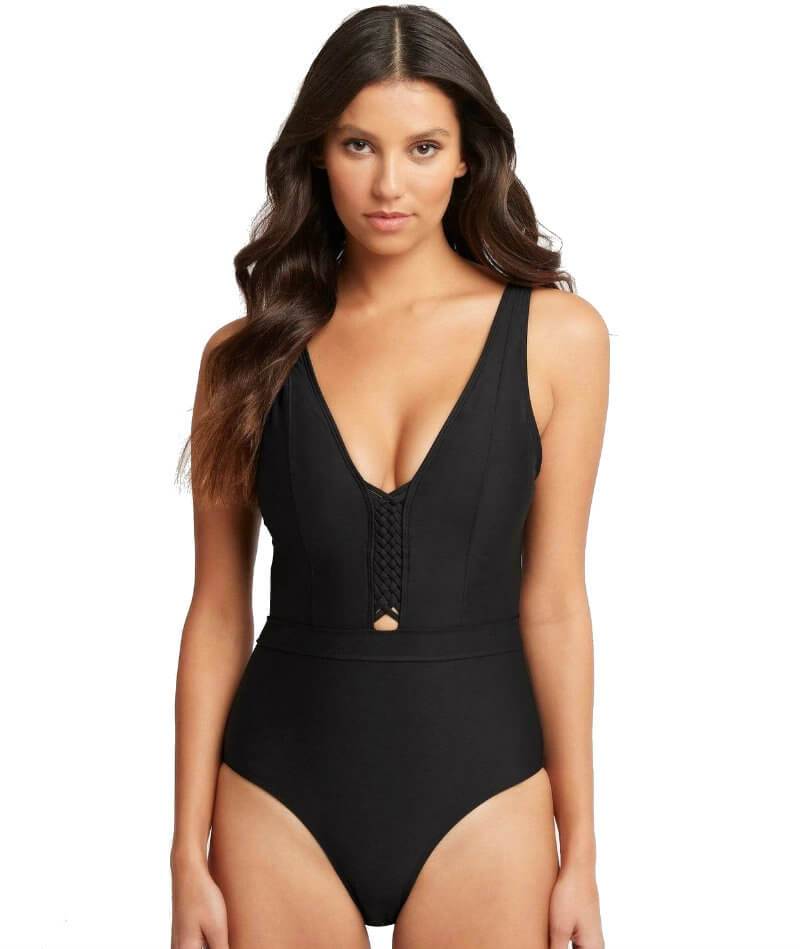 Sea Level Bella Plunge B-DD Cup One Piece Swimsuit - Black Swim 