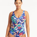 Sea Level Cabana Tank Style D-DD Cup Shirred One Piece Swimsuit- Royal