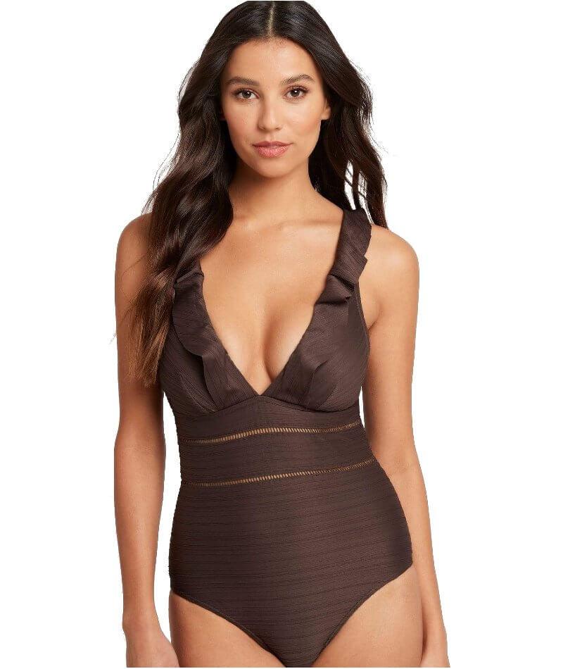 Sea Level Casablanca Frill One Piece Swimsuit - Espresso Swim 