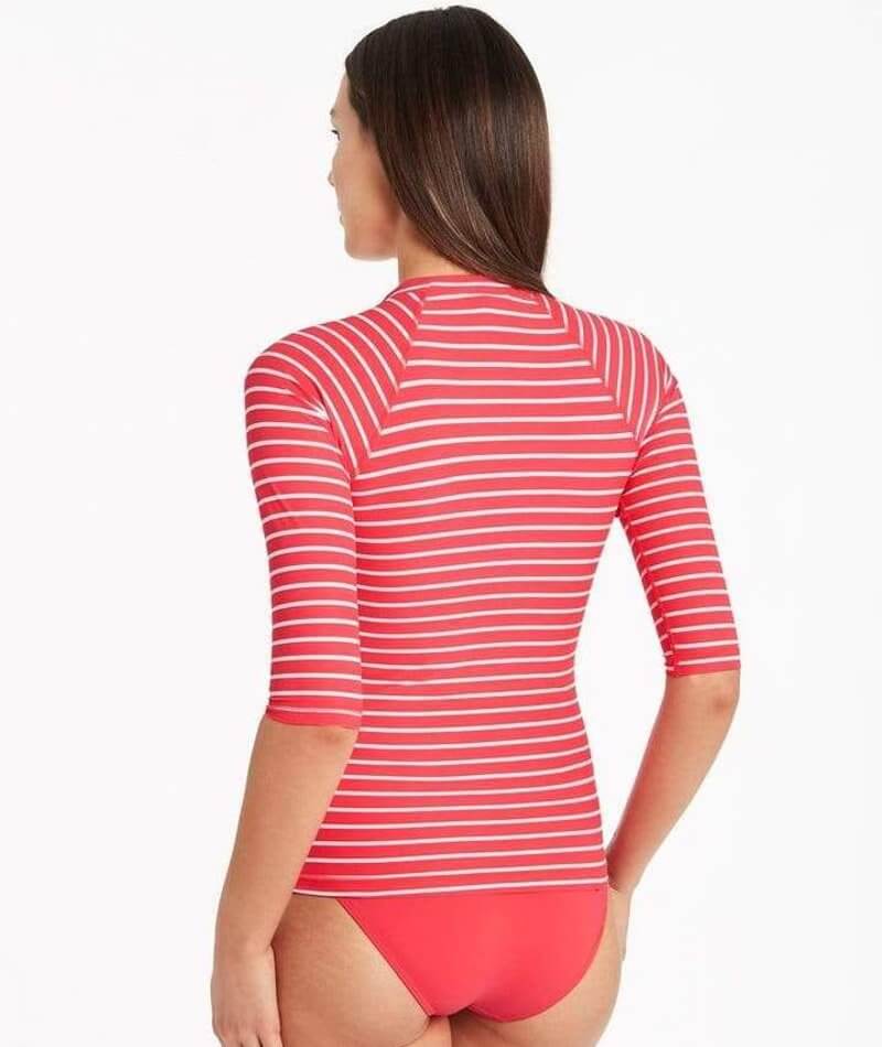 Sea Level Chamarel 3/4 Sleeve B-DD Cup Rash Vest - Full Zipper - Coral Swim 