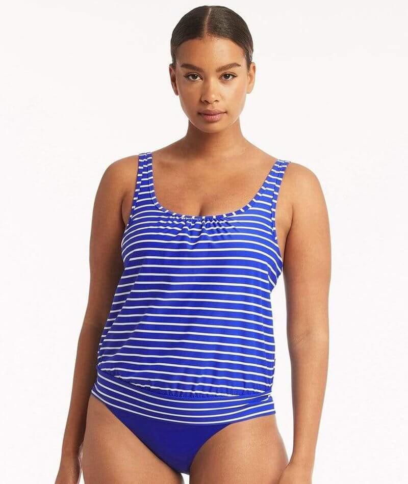 Sea Level Chamarel Blouson Tank Singlet Top - Cobalt Swim 