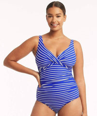 Sea Level Chamarel Cross Front B-DD Cup One Piece Swimsuit - Cobalt Swim 