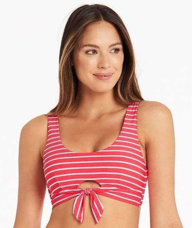 Sea Level Chamarel Tie Front Crop Bikini Top - Coral Swim 8 Coral 