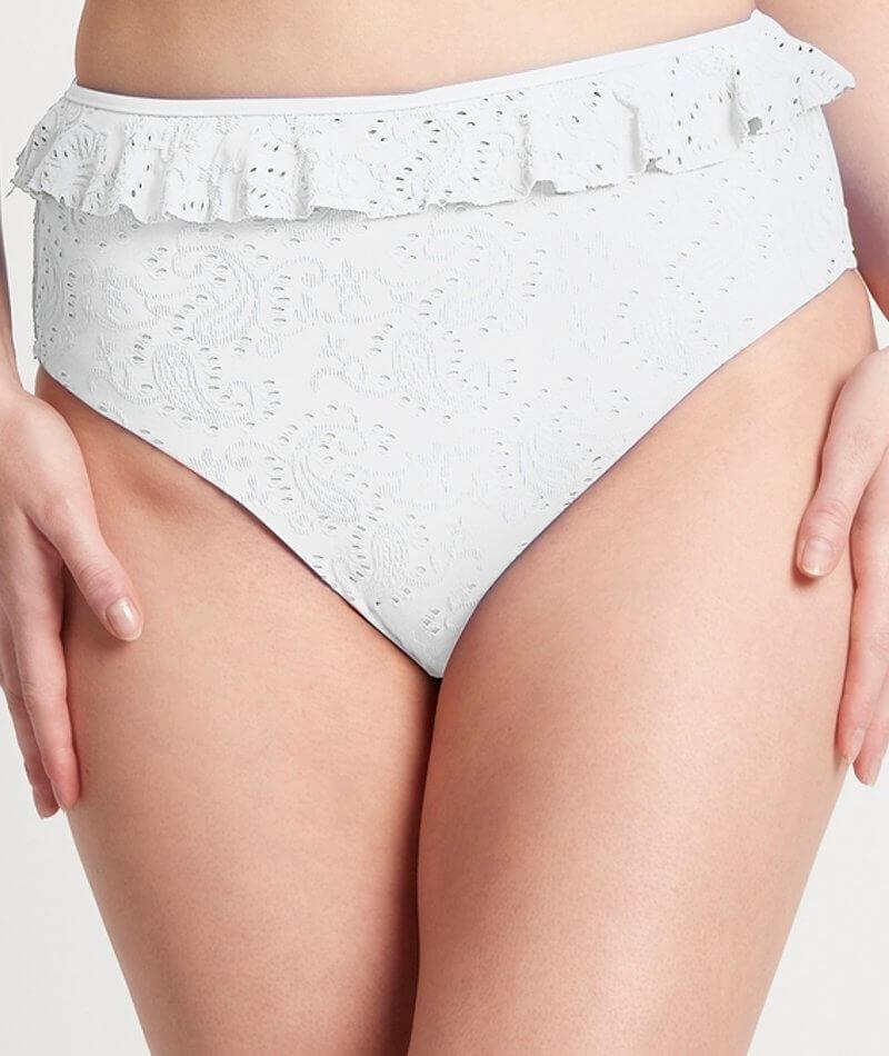 Sea Level Chantilly Frill High Waist Swim Brief - White 