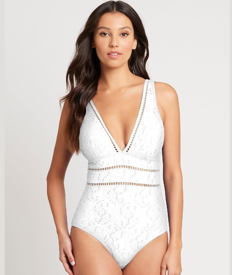 Sea Level Chantilly Spliced B-DD Cup One Piece Swimsuit - White Swim 