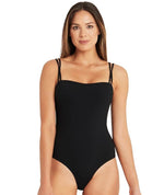 Sea Level Dark Romance Bandeau High Leg One Piece Swimsuit - Black Swim 