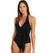 Sea Level Dark Romance Bonded Belt Plunge One Piece Swimsuit - Black Swim 