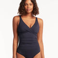 Sea Level Eco Essentials Cross Front A-DD Cup One Piece Swimsuit - Night Sky Navy