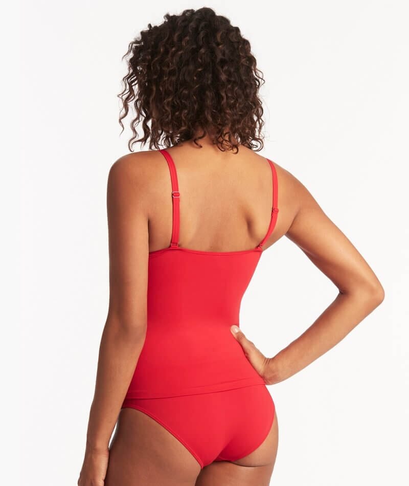 Sea Level Eco Essentials Cross Front Singlet Top - Red Swim 