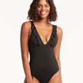 Sea Level Eco Essentials Frill One Piece Swimsuit - Black