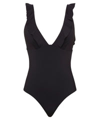 Sea Level Eco Essentials Frill One Piece Swimsuit - Black Swim 