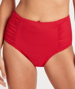 Sea Level Eco Essentials Gathered Side High Waist Bikini Brief - Red Swim 