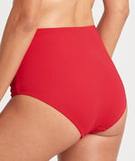 Sea Level Eco Essentials Gathered Side High Waist Bikini Brief - Red Swim 