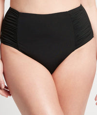 Sea Level Eco Essentials Gathered Side High Waist Brief - Black Swim 