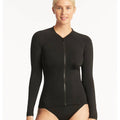 Sea Level Eco Essentials Long Sleeve Rash Vest - Full Zipper - Black