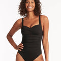 Sea Level Eco Essentials Twist Front A-DD Cup One Piece Swimsuit - Black