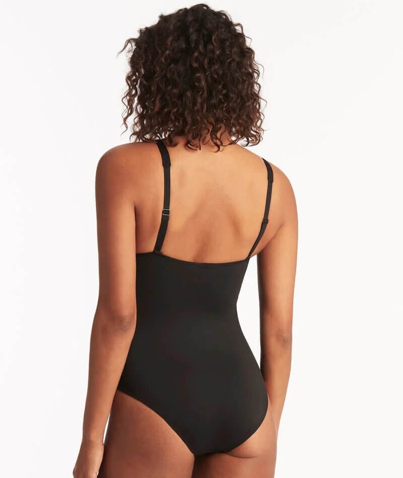 Sea Level Eco Essentials Twist Front A-DD Cup One Piece Swimsuit - Black Swim 