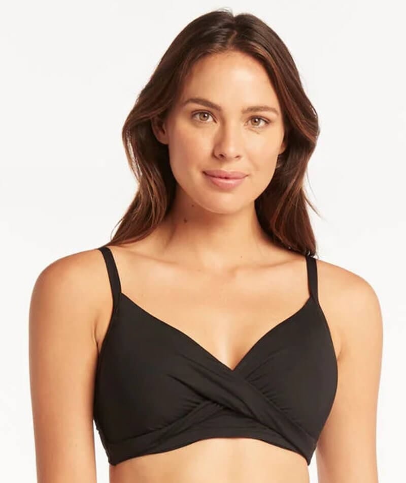 Sea Level Eco Essentials Twist Front DD-E Cup Bikini Top - Black Swim 