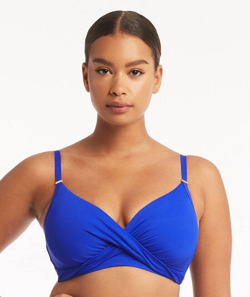 Sea Level Eco Essentials Twist Front DD E Cup Bikini Top Cobalt