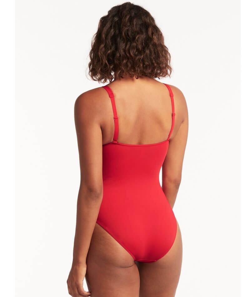 Sea Level Eco Essentials Twist Front A-DD Cup One Piece Swimsuit - Red Swim 