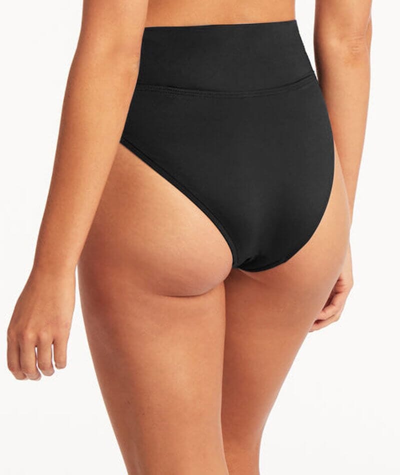 Sea Level Eco Essentials Wrap High Waist Brief - Black Swim 