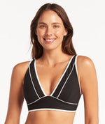 Sea Level Elite Panelled Longline Bikini Top - Black Swim 