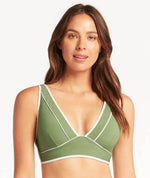 Sea Level Elite Panelled Longline Bikini Top - Olive Swim 