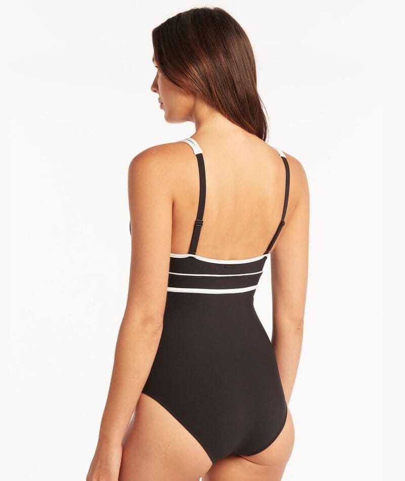 Sea Level Elite Panelled Longline One Piece Swimsuit - Black Swim 