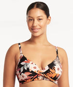 Sea Level Escape Twist Front DD-E Cup Bikini Top - Black Swim 