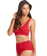 Sea Level Essentials Cross Front B-DD Cup Bikini Top - Red Swim 