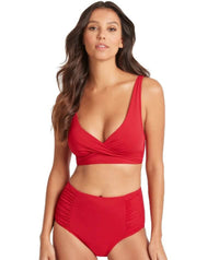 Sea Level Essentials Cross Front B-DD Cup Bikini Top - Red Swim 