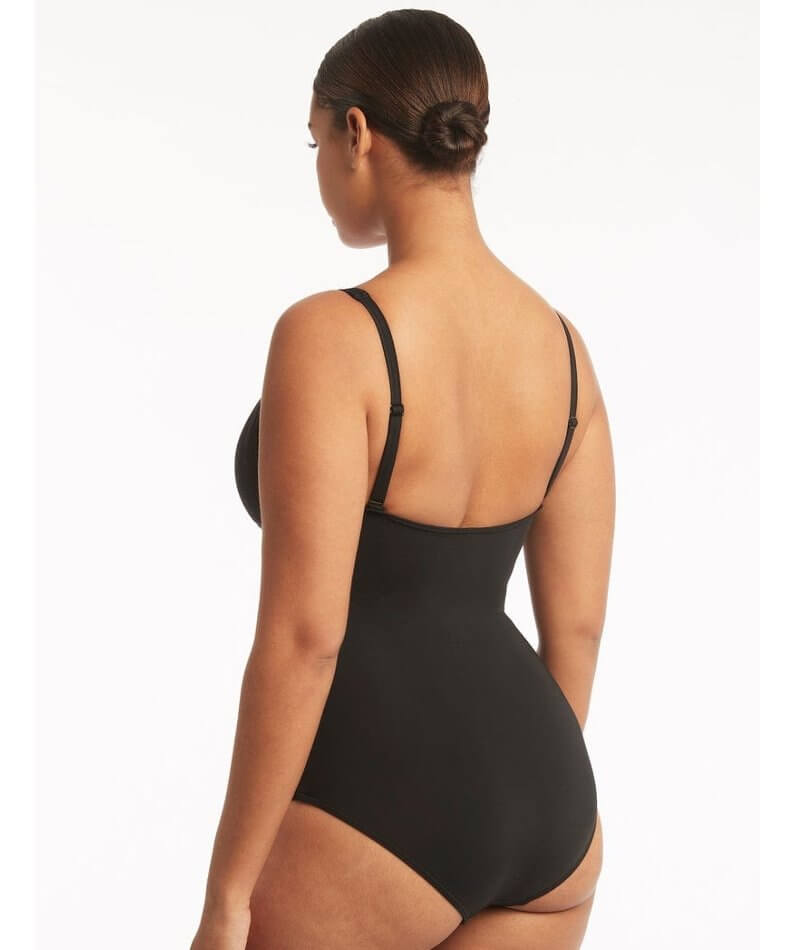 Sea Level Eco Essentials Cross Front A-DD Cup One Piece Swimsuit - Black