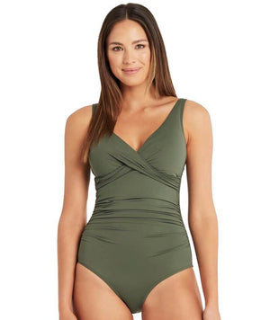 Sea Level Essentials Cross Front B-DD Cup One Piece Swimsuit - Khaki Swim 