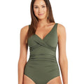 Sea Level Eco Essentials Cross Front A-DD Cup One Piece Swimsuit - Khaki